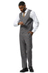 Men's Stacy Adams One Button Peak Lapel Suit With Double Breasted Vest in Grey Glen Plaid