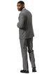 Men's Stacy Adams One Button Peak Lapel Suit With Double Breasted Vest in Grey Glen Plaid