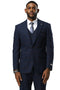 Men's Stacy Adams One Button Peak Lapel Suit With Double Breasted Vest in Navy Glen Plaid