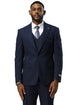 Men's Stacy Adams One Button Peak Lapel Suit With Double Breasted Vest in Navy Glen Plaid
