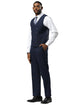 Men's Stacy Adams One Button Peak Lapel Suit With Double Breasted Vest in Navy Glen Plaid
