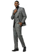 Men's Stacy Adams One Button Vested Peak Lapel Suit in Grey Glen Plaid