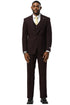 Men's Stacy Adams One Button Peak Lapel Vested Sharkskin Suit in Burgundy