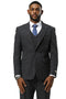 Men's Stacy Adams One Button Peak Lapel Vested Sharkskin Suit in Charcoal