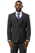 Men's Stacy Adams One Button Peak Lapel Vested Sharkskin Suit in Charcoal