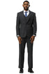 Men's Stacy Adams One Button Peak Lapel Vested Sharkskin Suit in Charcoal