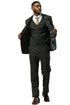 Men's Stacy Adams Modern Fit Vested Suit in Dark Hunter Green Double Windowpane Plaid
