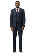 Men's Stacy Adams Modern Fit Vested Suit in Navy Blue Double Windowpane Plaid