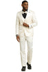 Men's Stacy Adams Shiny Brocade Wedding & Prom Tuxedo with Double Breasted Vest in Ivory
