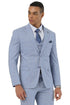 Men's Stacy Adams Two Button Vested Summer Suit in Light Blue Glen Plaid