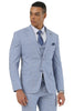 Men's Stacy Adams Two Button Vested Summer Suit in Light Blue Glen Plaid