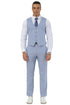 Men's Stacy Adams Two Button Vested Summer Suit in Light Blue Glen Plaid