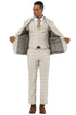 Men's Designer Stacy Adams Vested Glen Plaid Suit in Beige