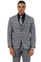 Men's Designer Stacy Adams Vested Glen Plaid Suit in Grey & Orange