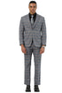 Men's Designer Stacy Adams Vested Glen Plaid Suit in Grey & Orange