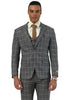 Men's Designer Stacy Adams Vested Glen Plaid Suit in Charcoal & Brown