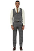 Men's Designer Stacy Adams Vested Glen Plaid Suit in Charcoal & Brown