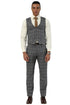 Men's Designer Stacy Adams Vested Glen Plaid Suit in Charcoal & Brown