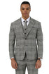 Men's Stacy Adams Two Button Wide Notch Lapel Vested Suit in Grey Glen Plaid