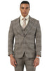 Men's Stacy Adams Two Button Wide Notch Lapel Vested Suit in Brown Glen Plaid