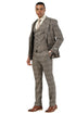 Men's Stacy Adams Two Button Wide Notch Lapel Vested Suit in Brown Glen Plaid