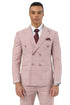 Men's Stacy Adams Double Breasted Summer Suit in Pink Windowpane Plaid