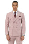 Men's Stacy Adams Double Breasted Summer Suit in Pink Windowpane Plaid