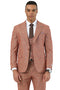 Men's Stacy Adams One Button Peak Lapel Vested Suit in Taupe Sharkskin Windowpane