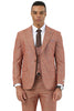 Men's Stacy Adams One Button Peak Lapel Vested Suit in Taupe Sharkskin Windowpane