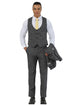 Men's Stacy Adams One Button Peak Lapel Vested Suit in Black Sharkskin Windowpane