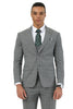 Men's Stacy Adams Two Button Peak Lapel Suit with Scoop Vest in Grey Glen Plaid