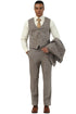 Men's Designer Stacy Adams Vested Suit in Light Brown Sharkskin Weave