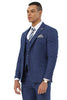 Men's Designer Stacy Adams Vested Suit in Indigo Blue Sharkskin Weave