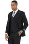Men's Stacy Adams One Button Peak Lapel Vested Suit in Black Plaid