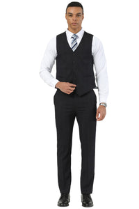 Men's Stacy Adams One Button Peak Lapel Vested Suit in Black Plaid