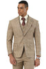 Men's Stacy Adams Vested Sharkskin Pattern Business Suit in Tan