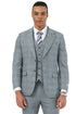 Men's Stacy Adams Vested Sharkskin Pattern Business Suit in Light Grey