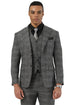 Men's Stacy Adams Vested Sharkskin Pattern Business Suit in Charcoal Grey
