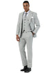 Men's Stacy Adams Two Button Vested Peak Lapel Suit in Light Grey Windowpane Plaid