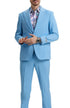 Stacy Adams - Sky Blue 3 Piece Hybrid Fit Suit With Expandable Waist Band