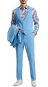 Stacy Adams - Sky Blue 3 Piece Hybrid Fit Suit With Expandable Waist Band