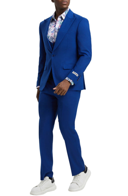 Stacy Adams - Indigo 3 Piece Hybrid Fit Suit With Expandable Waist Band