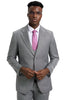 Men's Two Button Vested Stacy Adams Designer Sharkskin Suit in Light Grey