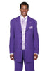 Mens 3/4 Length 4 button Contrast Stitching Suit with Paisley Vest in Purple