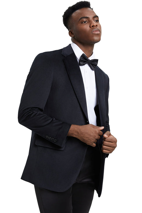 Men's Stacy Adams Modern Fit Velvet Blazer in Black