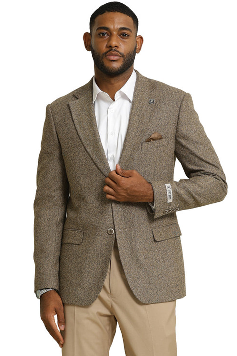 Men's Stacy Adams Vintage Professors Tweed Blazer in Tan – OvercoatUSA