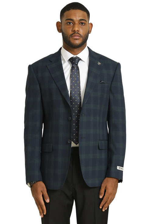 Men's Stacy Adams Modern Fit Business Sport Coat Blazer in Dark Green Plaid