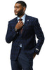 Men's Stacy Adams Modern Fit Business Sport Coat Blazer in Dark Navy Blue Plaid