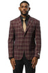 Men's Stacy Adams Modern Fit Business Sport Coat Blazer in Burgundy Plaid