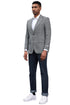 Men's Stacy Adams Modern Fit Business Sport Coat Blazer in Grey Plaid